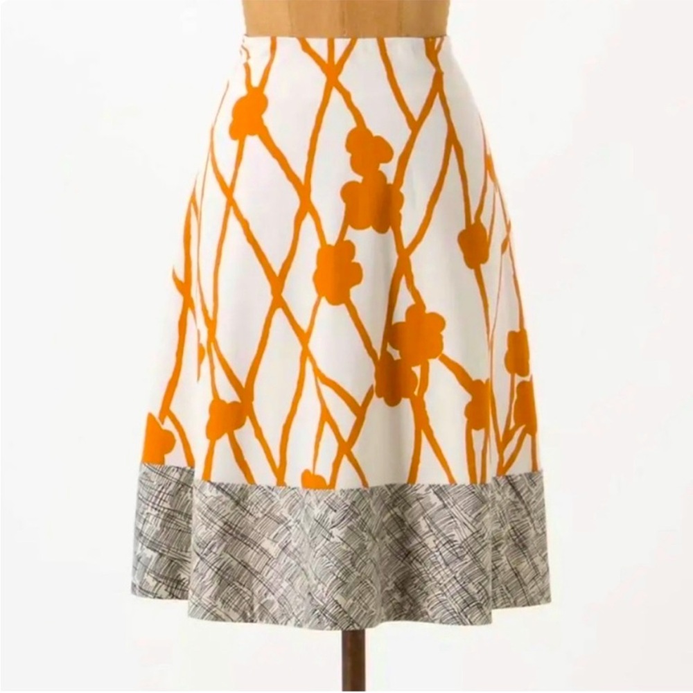 Maeve Ochre Vines a-line skirt Anthropologie